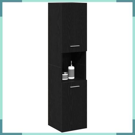 862532 Cabinet de salle de bain avec porte Chêne noir 30 x 30 x 130 cm (1/5)