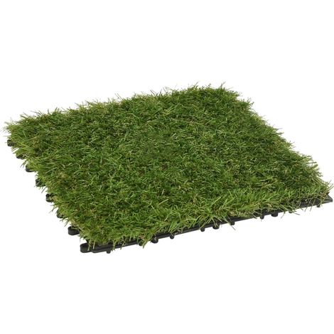 vidaXL Artificial Grass Tiles 22 pcs Green 30x30 cm