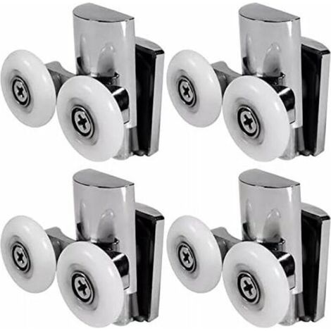 Roulettes De Porte De Douche - 23 mm - Pour Portes Coulissantes Plates Ou Incurvées - 4 Pièces (2 Haut + 2 Bas) (1/5)