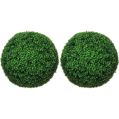 Pour intérieur et extérieur 2 boules de buis artificielles 50 cm décoration salon bureau buis synthétique vert réaliste (1/5)