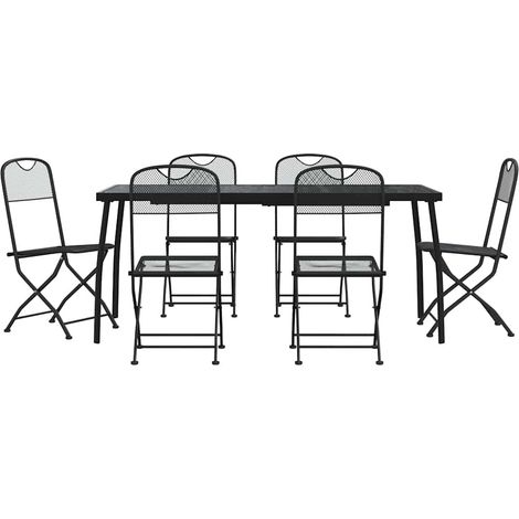 Maison Exclusive - Set da Pranzo da Giardino 7pz Antracite in Rete Metallica (1/5)
