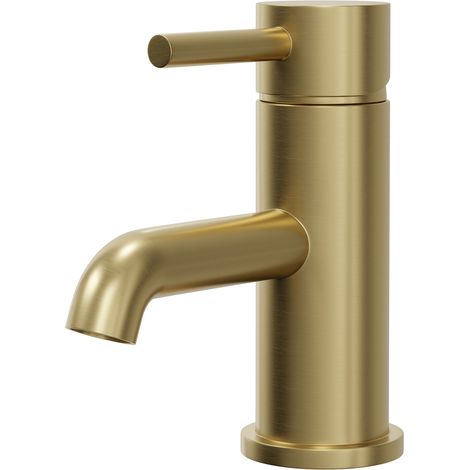 Colore Round Brushed Brass Mono Basin Mixer Tap (1/5)