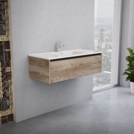 Inda - Mobile bagno 100 cm Rovere naturale con 1 cassetto e (1/5)