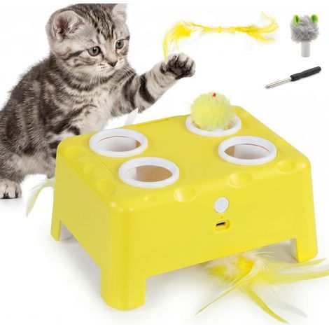 Jouet Interactif pour Chats d'Intérieur Rechargeable. 3 Modes Réglables Repos Intelligent. 18.8 x 14 x 6 cm. Jaune (1/5)