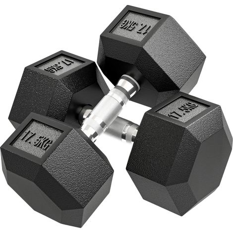Hantel, 35 kg, Anti-Rutsch-Griff, Schwarz/Silber