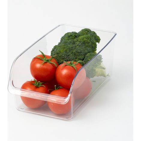 Boîte de rangement ouverte pour réfrigérateur, transparente, grande taille — bac alimentaire pour œufs et légumes (1/5)