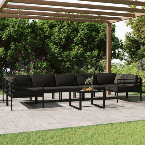 8-tlg. Garten-Lounge-Set mit Kissen Aluminium Anthrazit (1/5)