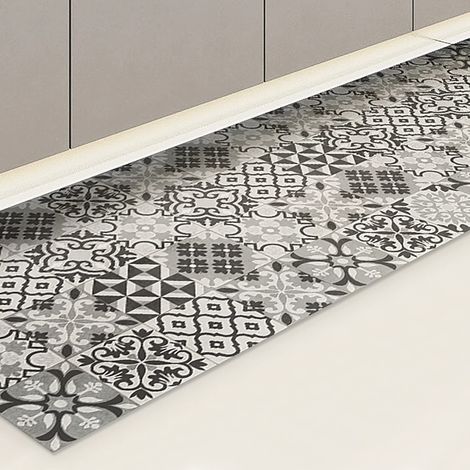 Tapis de Cuisine antidérapant tuiles Grises 120x50 cm Tapis de Protection de Sol en Vinyle fabriqué en Italie, avec Encre Non Toxique, Ignifuge et résistant à l'eau (1/5)
