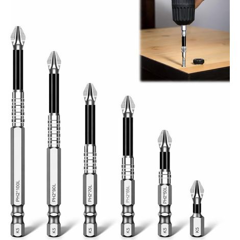 6 Pcs High Power Magnetic Screwdriver Bit Set Anti Slip Alloy Steel for Electric Drills and Screwdrivers, Precision Bit Set (1/5)