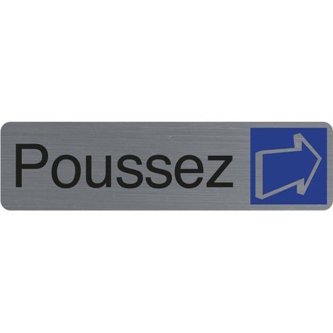 Plaque de porte - EXACOMPTA - 67155E - Aluminium brossé - Auto-adhésive - Pictogramme 'Poussez' (1/4)