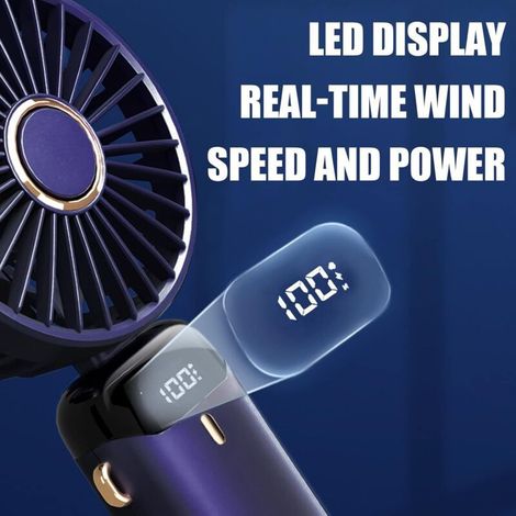 Ventilateur turbo portable, 100 vitesses, rechargeable, pliable, 5 000 mAh, pour activités intérieures et extérieures, noir (1/5)