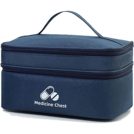 Empty First Aid Kit, Waterproof Portable Medicine Bag, Large Capacity Emergency Bag, Compact and Lightweight First Aid Bag, Dark Blue (1/5)