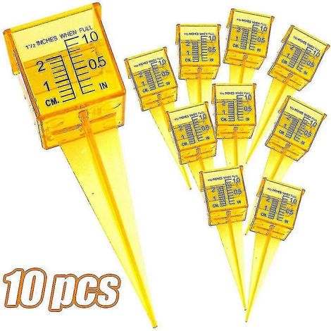 Filiyano – outil de mesure d – Lot de 10 pluviomètres/jauges d'arrosage de 3,8 cm (1,5 pouce) à large ouverture, jaune clair, outil de mesure d'eau (1/5)