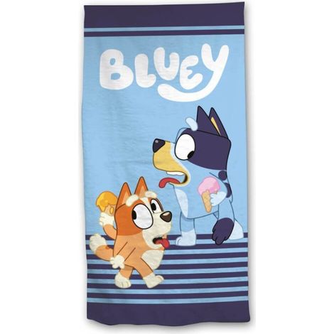 Serviette De Plage - Bluey & Bingo regardent derrière eux avec une glace à la main - 70x140 cm (1/3)