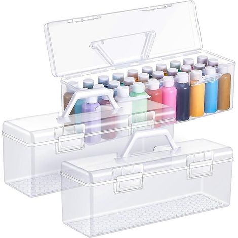 Boîte de rangement pour peinture acrylique blanche (lot de 3) pour pots de 60 ml