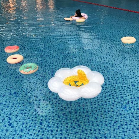 Bouée gonflable pour bébé en forme de tournesol, accessoire de piscine, jouet gonflable rond pour bébé de 6 à 48 mois (1/5)