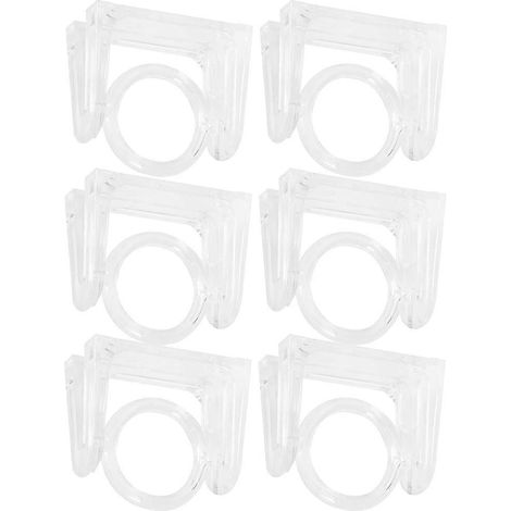 6 pezzi Supporto girevole per asta per tende senza foratura, staffe di tensione regolabili in plastica, ganci e anelli per aste per tende da montare a soffitto (1/5)