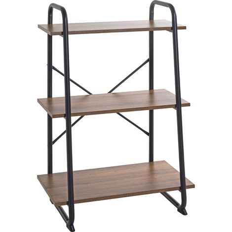 Etagère de salle de bain coloris noir-chêne - Longueur 60 x Profondeur 36 x Hauteur 93 cm (1/5)