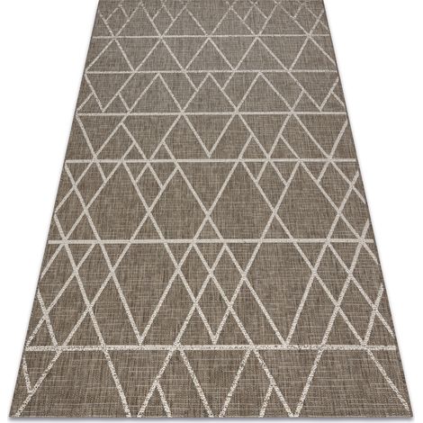 TAPIS EN CORDE SIZAL FLOORLUX 20508 gris foncé / champagne TRIANGLES beige 140x200 cm