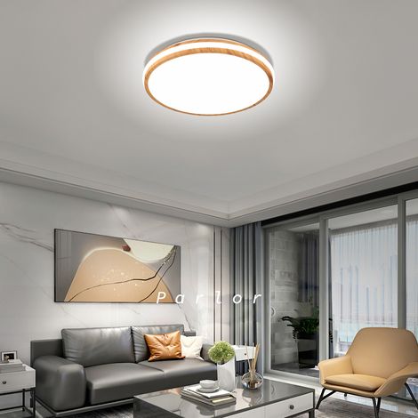 LED Ceiling Light Modern Industrial in Solid Wood Acrylic for Bathroom Hallway Island - Cold Light Circular