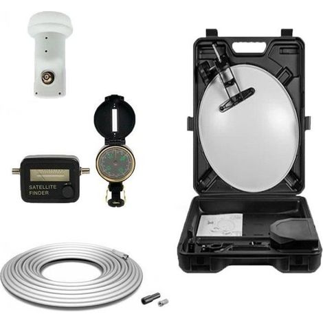 MEGASAT KIT Parabole acier blanche 35CM + LNB Single 0.1dB HDME + Câble Coaxial 10m + Pointeur boussole