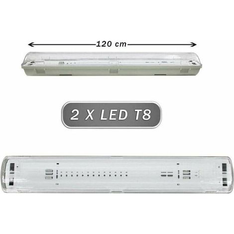 Plafonnier étanche 2 Tubes Néons T8 G13 120 Cm Mur-plafond Ip65 T8-120s