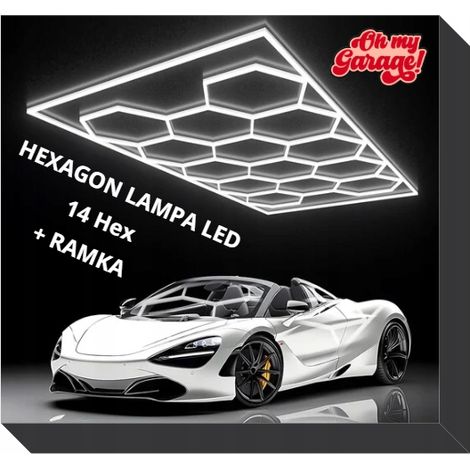 14x Sechsecklampe + LED-Rahmen-Wabenbeleuchtung für Werkstatt/Garage 6500K (1/5)