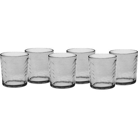 Bicchieri Eleganti retro' grigio fume  Stile Raffinatezza in Vetro 26cl Set di 6  in casa per Ogni Tavola e Occasione bar hotel ristorante