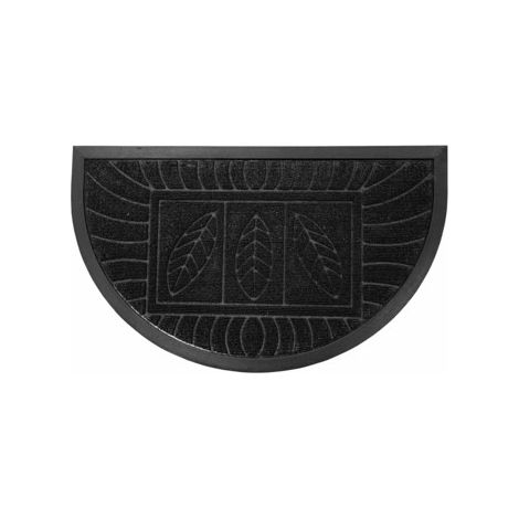 Tapis d'entrée demi-lune - 45 x 75 cm - Feuilles - Noir - Livraison gratuite (1/3)