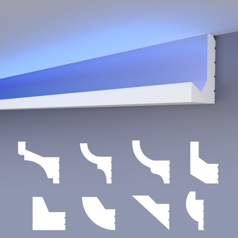 HEXIMO LED Stuckleisten klassisch, indirekte Beleuchtung Deckenleisten XPS Styropor: 20.4 Meter / 12 Leisten, HLED-29 - 35x65 mm