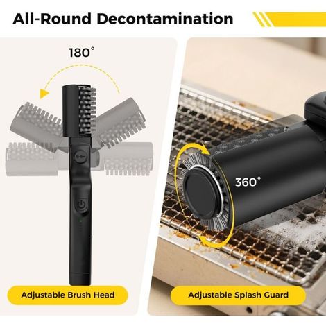 Brosse électrique pour nettoyer les grilles de barbecue – Idéale contre les graisses tenaces et résidus carbonisés – Sans fil, rechargeable, tête pivotante et poignée ergonomique dengyankun (1/5)