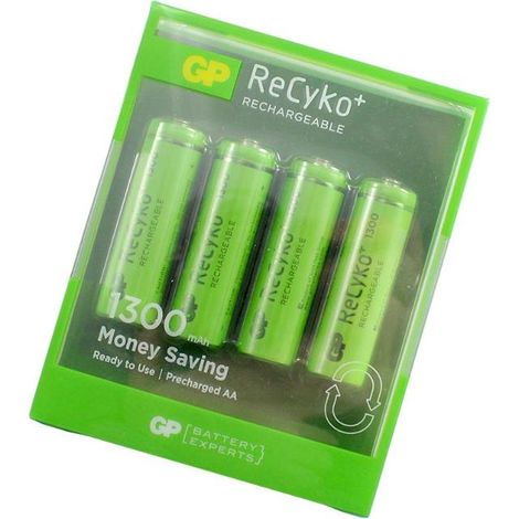 gp pilas recargable 4 pilas  aa recyko (130aahcb-cb4 gp)  g258