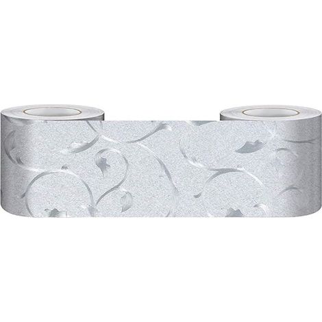 – Frise murale autocollante en PVC imperméable – Décor mural pour cuisine et salle de bain – Vigne d'argent 5cm x 500cm – Installation facile (1/5)