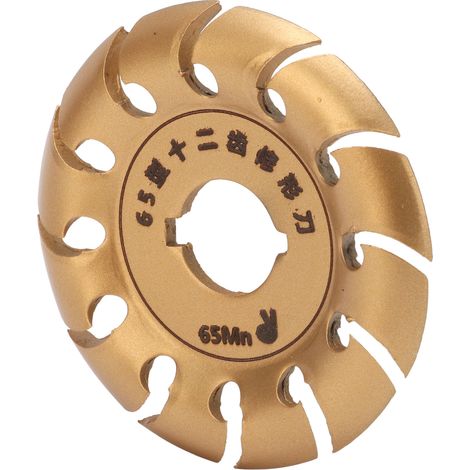 Disque à modeler en acier inoxydable 12 dents pour meuleuse d'angle, finition bois et caoutchouc doré (1/5)