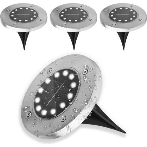 4x Garten-LED-Lampe SOLAR BODEN-Einfahr-LED-SCHEIBE
