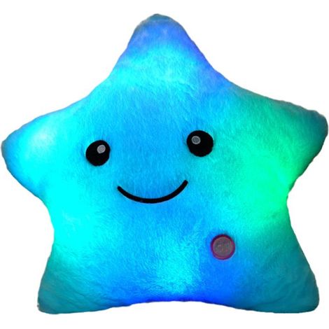Coussin lumineux créatif, peluche douce, étoiles colorées qui brillent, jouet lumineux LED, cadeau pour enfants, fille, bleu, taille unique (1/5)