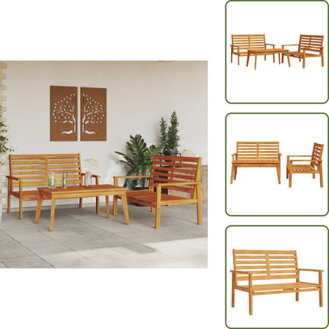 Muebles de exterior - vidaXL Juego de muebles de jardín 3 piezas madera maciza acacia - Banco de jardín