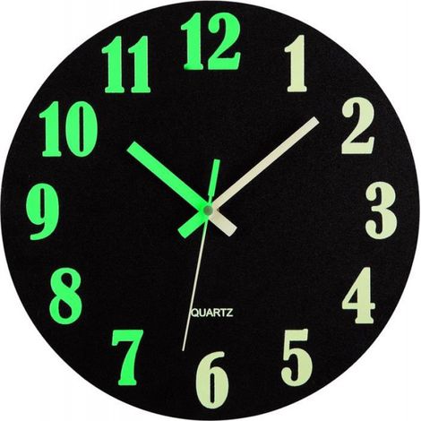 Horloge Murale - 30 cm - Bois Mdf Noir - Analogique Silencieuse - Pour Chambre Salon Bureau - 1 Pièce