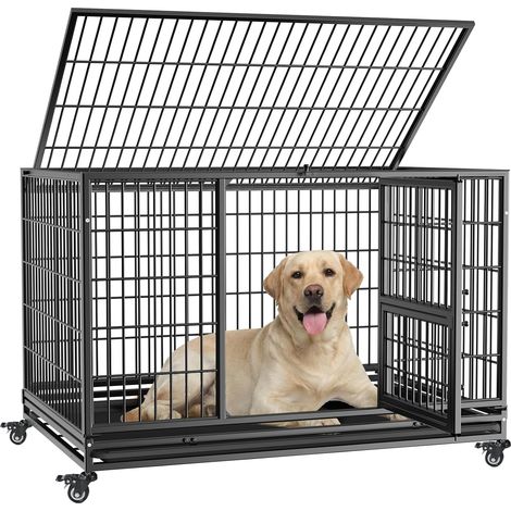 Pet Dog Cage Large Heavy Size XL 111 x 75.5 x 75 cm Black (1/5)