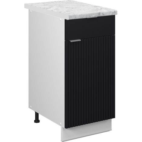 Schubunterschrank Fame-Line, Schwarz gestreift, 40 cm , AP Marmor, Vicco