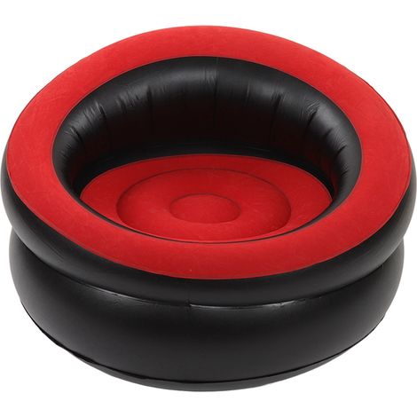 Canapé Gonflable Simple Flocage PVC Rouge Ergonomique Léger 78x75cm pour Salon Chambre Balcon Voyage Camping (1/4)