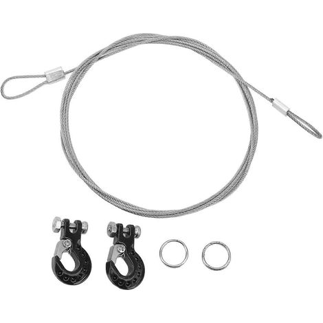 Deux crochets de remorque RC en alliage d'aluminium, avec câble en acier, compatibles avec les voitures RC à l'échelle 1/10. (1/5)