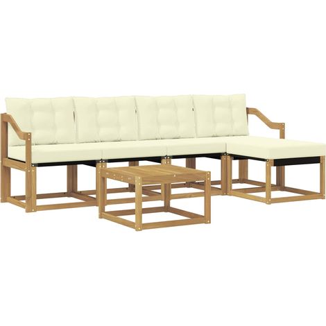 Set di divani da esterno con cuscino 6 pz Salotto da Giardino Bianco e Crema (1/5)