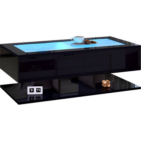 TABLE Sleek Functional High-Gloss Modern Particle Board Black 100 x 50 x 35 cm (1/5)