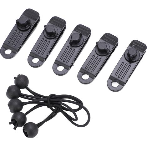 Attaches De Bâche Et Cordes Élastiques - Fixation Robuste Pour Tente Auvent Extérieur - Lot De 5 Pièces (1/5)