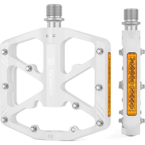 Pédales plates GEWAGE en aluminium avec picots, 3 roulements étanches, VTT, blanches (1/5)