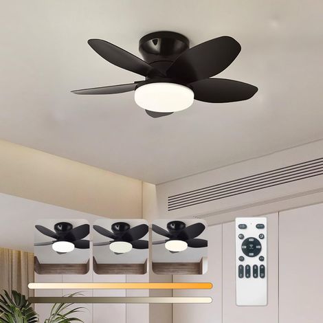 Ventilateur de plafond avec lumière et télécommande, ventilateur de salon à 5 lames à intensité variable, plafonnier pour chambre,plafond,Noir,65cm (1/5)
