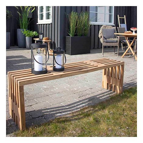 Banc de jardin 140x35x45 cm en teck naturel