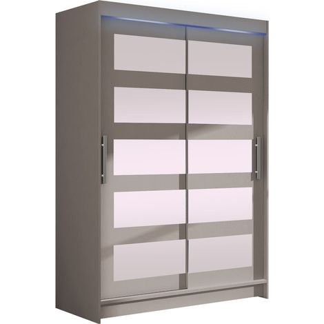 Armoire Closico Pacron IV, Cachemire, 200x120x58cm, Portes d'armoire: Coulissantes, Nombre d'étagères: 5, LED: Disponible