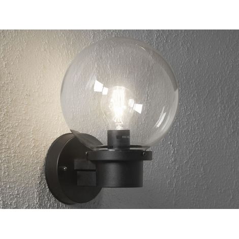 LED Außenwandleuchte, Schwarz, Höhe 29cm mit Glas Kugel Ø 20cm (1/5)